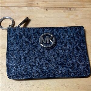 COA! Michael Kors Fulton Monogram Card Holder/Coin Pouch Keychain Pouch